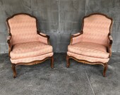 Pair Of French Rose Color Armchairs Louis XV style