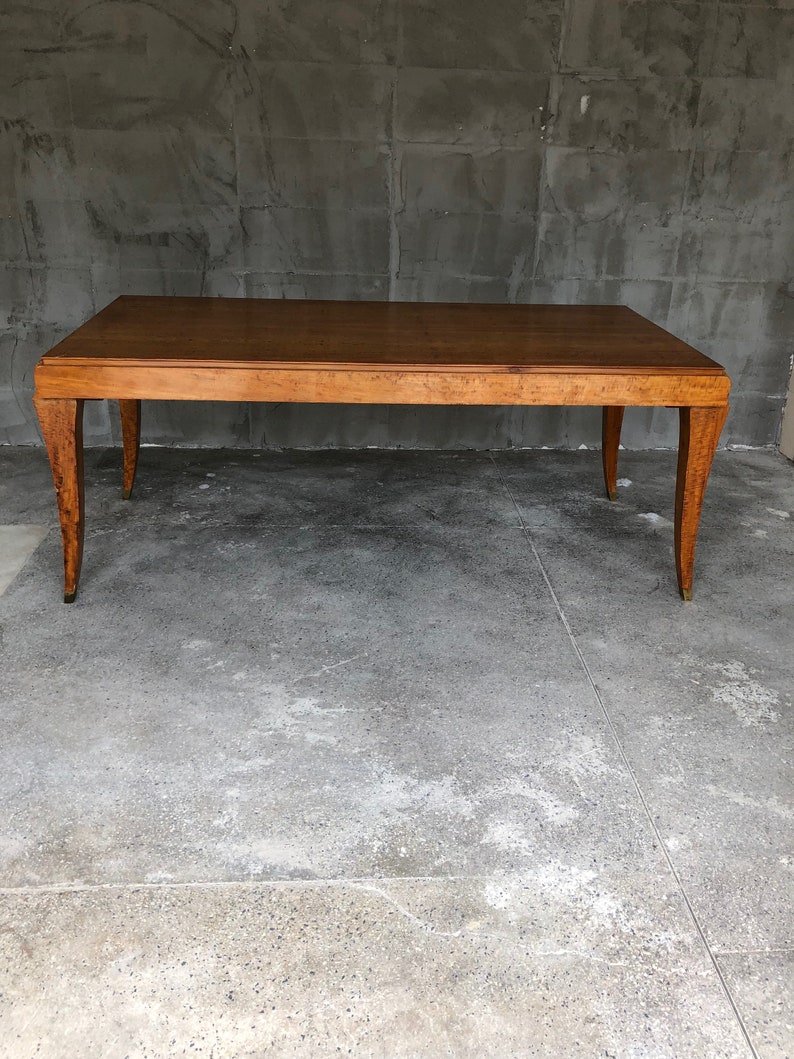 Mesa de comedor francesa Art Déco de eucalipto de los años 40 al estilo de Gio Ponti imagen 1