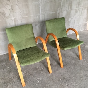 Französische Mid Century Bugholz Sessel von Hugues Steiner, 2er Set