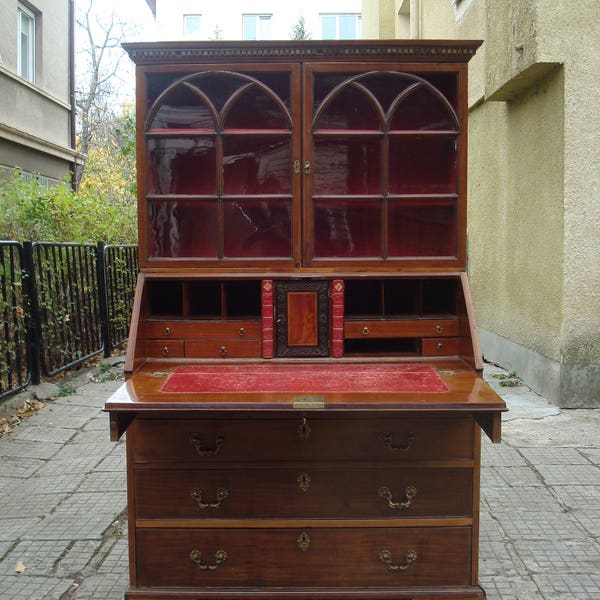 Antique English secretaire with bookcase