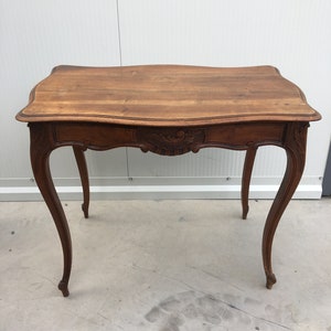 French Walnut Carved Table Bureau Louis VX style, 19 century