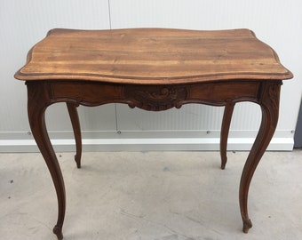 French Walnut Carved Table Bureau Louis VX style, 19 century