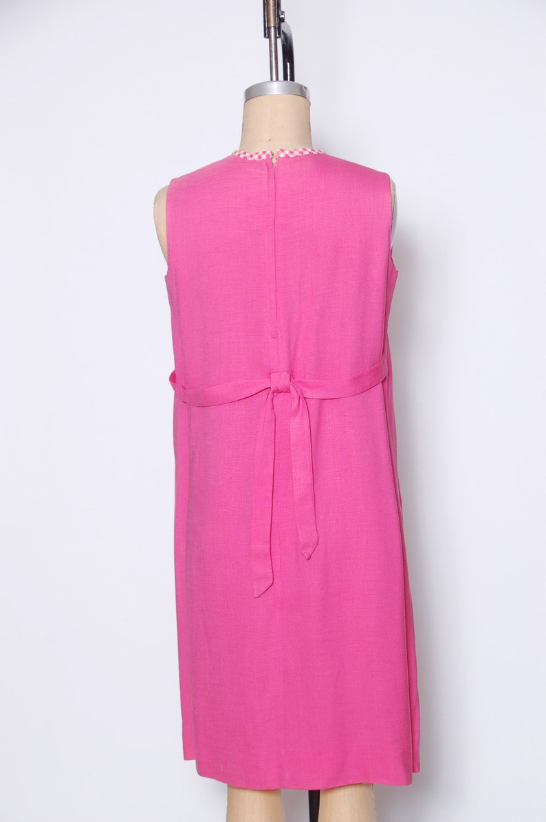 Vintage 60s pink gingham dress 1960s shift dress sleeveless linen dress vintage summer dress