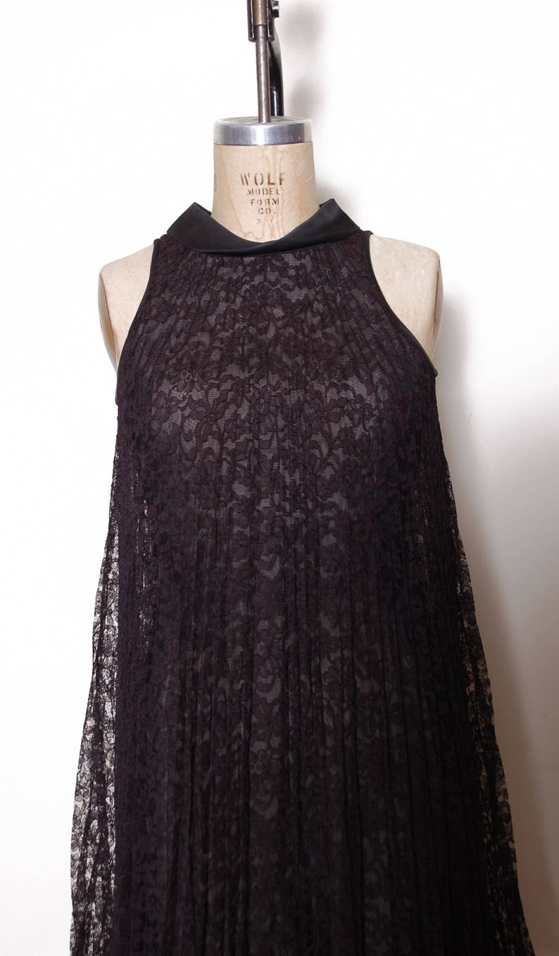 Vintage 50s black lace trapeze dress / illusion lace dress / | Etsy