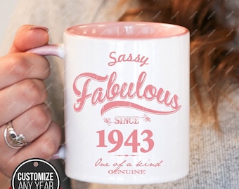 Sassy Fabulous since 1943, 75th birthday 75th birthday gifts for women, 1943 birthday gift, 75th birthday mug for mens, 75th, mug Birthday