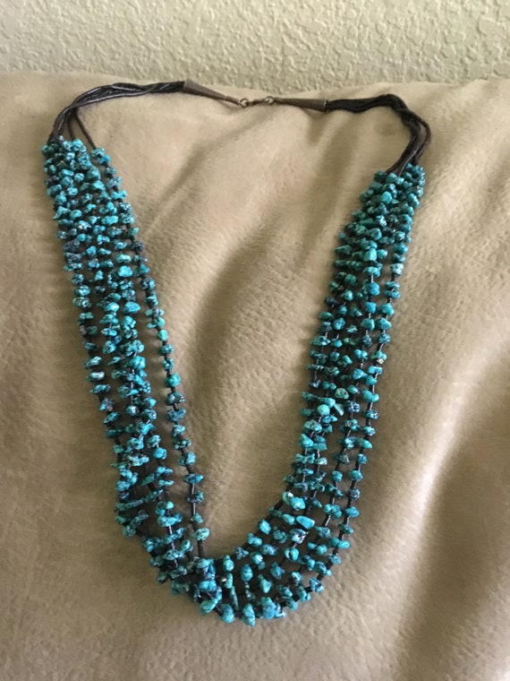 Multi-strand Kingman nugget necklace