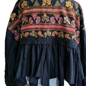 Free People Savannah Bed Jacket Boho Festival Embroidered Crop Cardigan M NWT image 4