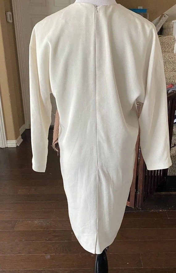 Vintage 80s Daymor Couture Dress 8 L/S Wrap White… - image 8