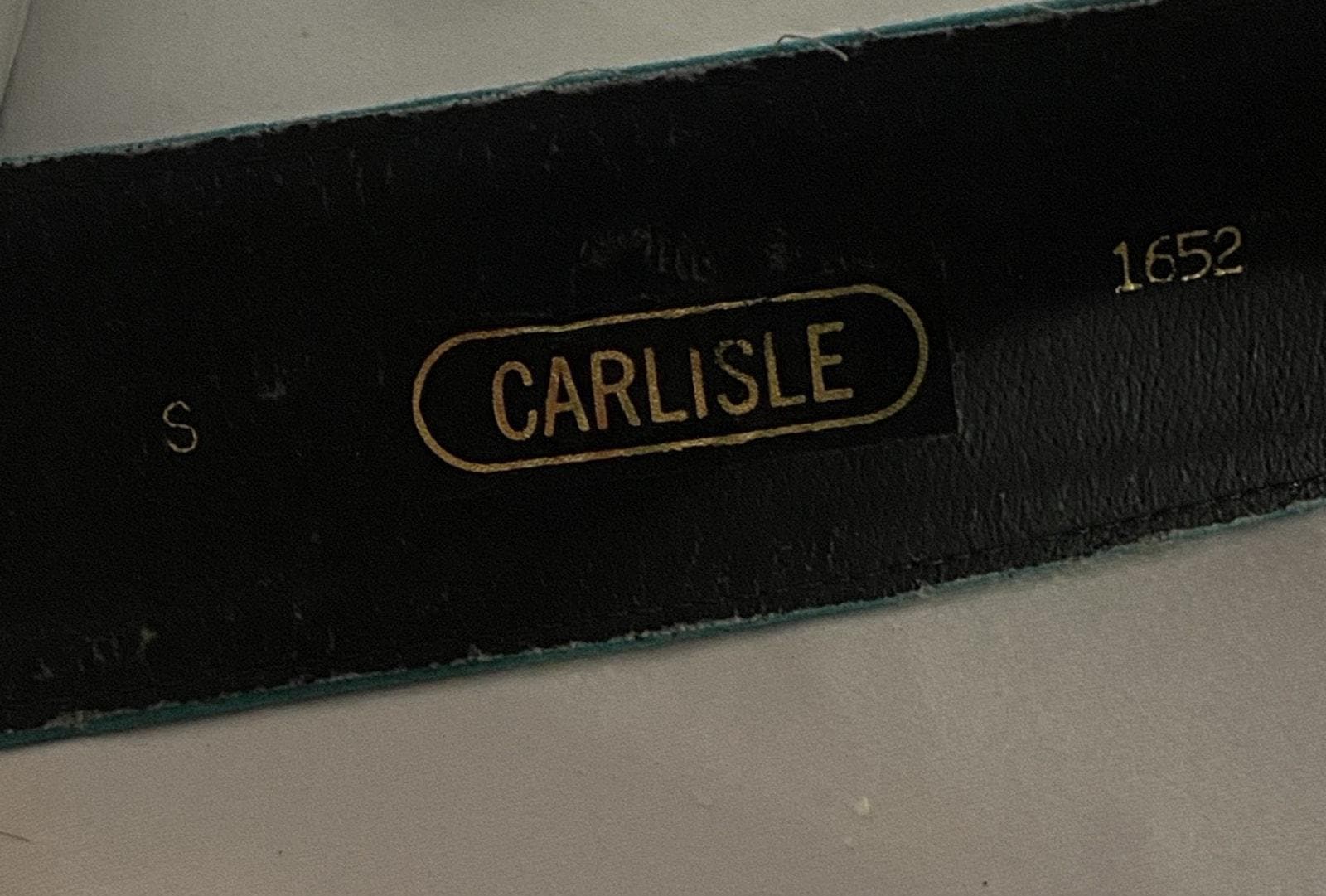 Vtg Carlisle Teal Blue Suede Leather Belt Gold Tone Buckle 