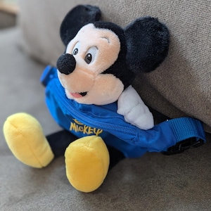 Vintage 90s Disney Mickey Mouse Plush Fanny Pack Waist Bag Blue Disneyland WDW image 13