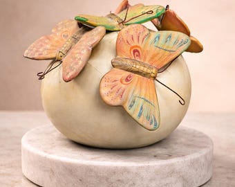 Sergio Bustamante Ceramic EGG Moon Face Sculpture Large Pastel
