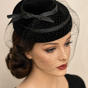 Black Velvet Pillbox Hat - Etsy