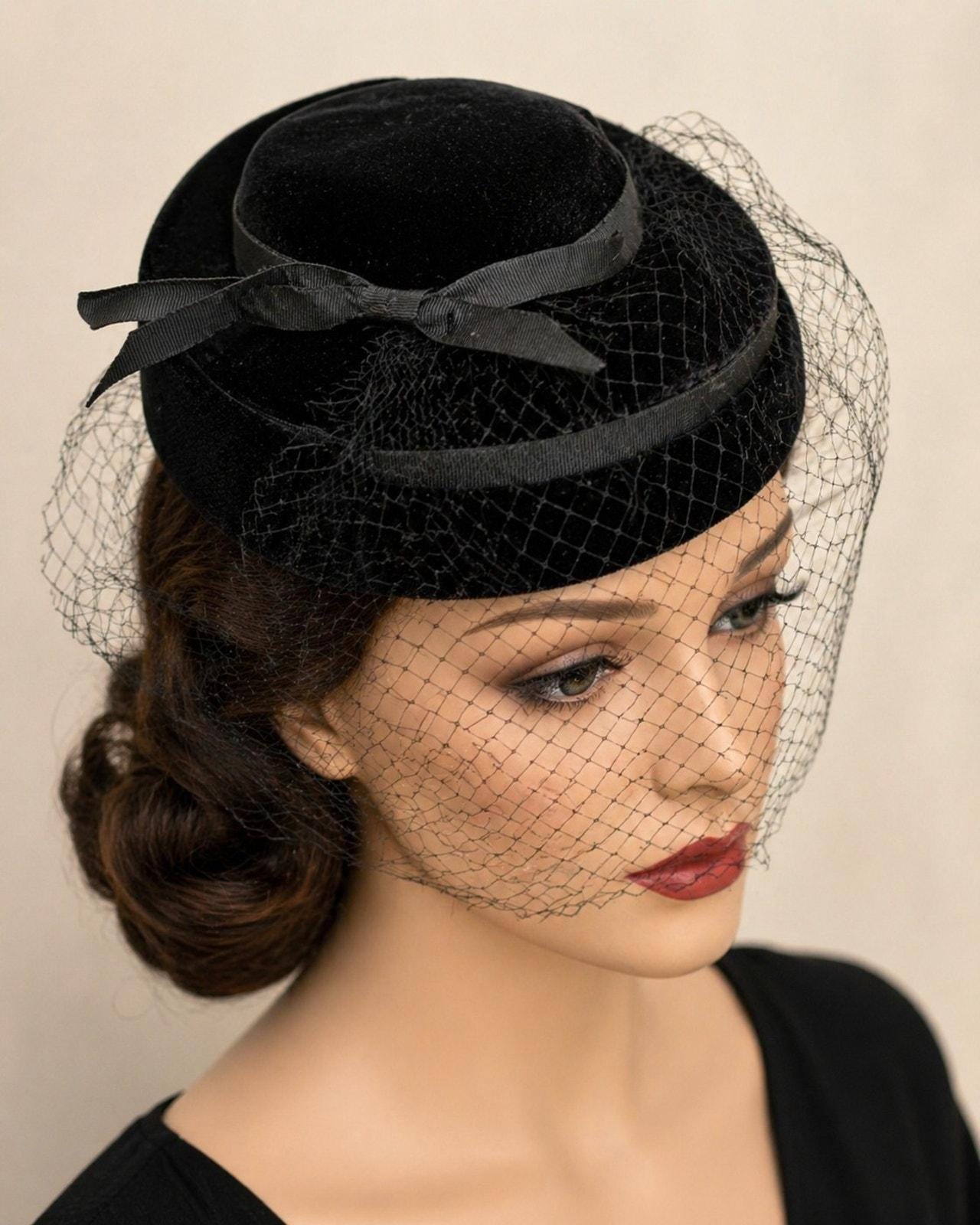 Vintage 1940s Silk Hand Stitched Birdcage Net Veil Fascinator Hat Trim Millinery 1940s Birdcage Hat - Etsy main image 3