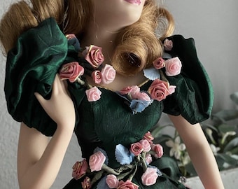 Franklin Mint Heirloom Doll Rose Princess Porcelain 21” Joyce Reavey Redhead Vtg