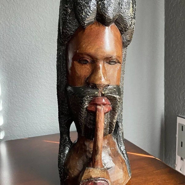 Jamaican Wood Carved Bust Etsy