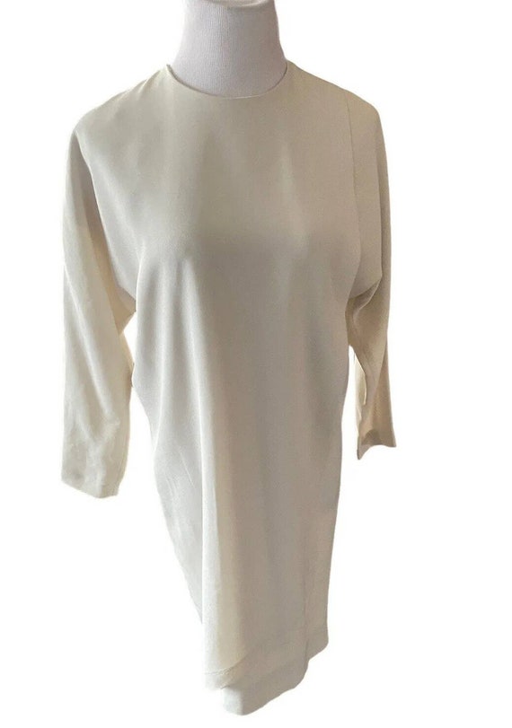Vintage 80s Daymor Couture Dress 8 L/S Wrap White… - image 4