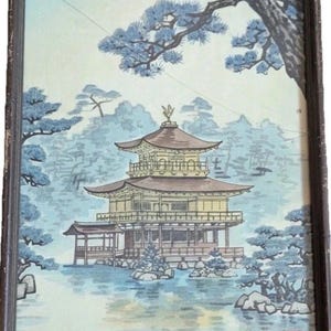 Nisaburo Ito Golden Pavilion In Summer Woodblock Print Silk Signed Japan Vtg Art