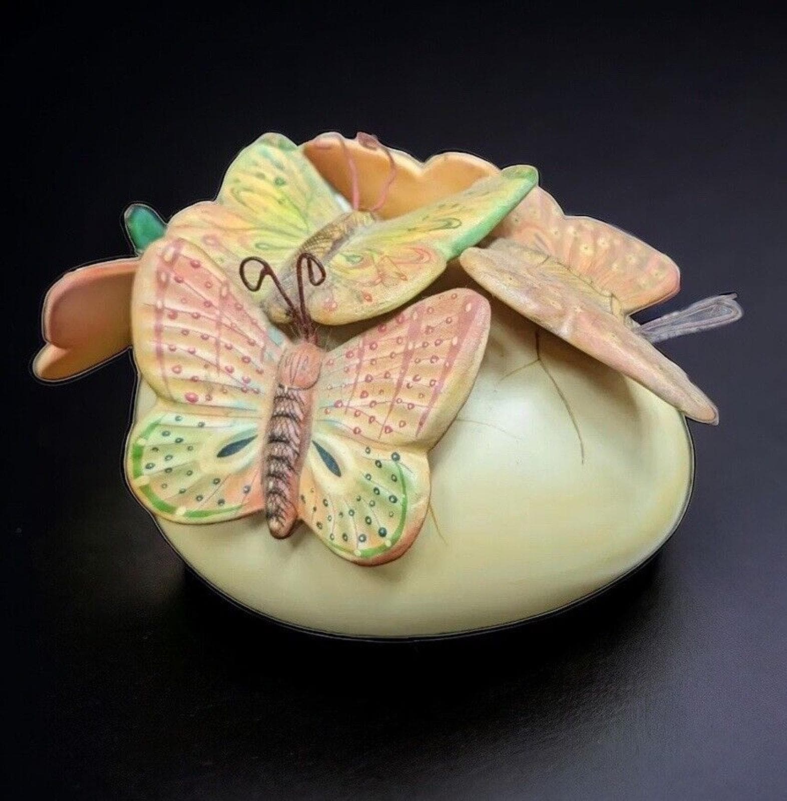 Vintage Sergio Bustamante Butterfly Egg Sculpture Signed 1990s