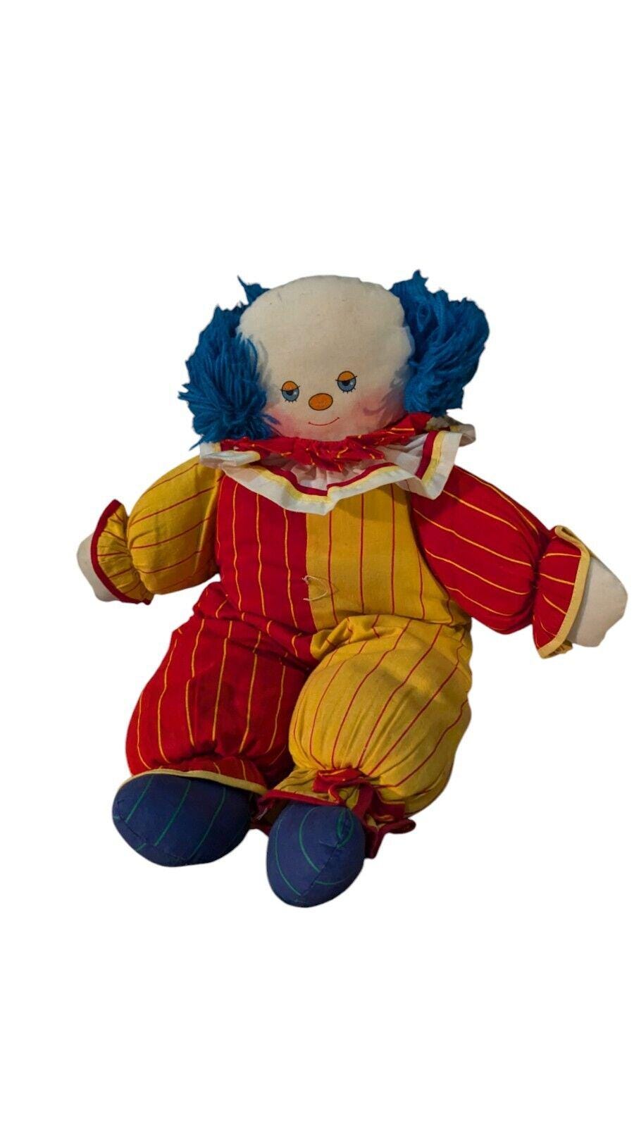 ヴィンテージ ハンドメイド ピエロ ぬいぐるみ 赤 青 黄 毛糸 布 20