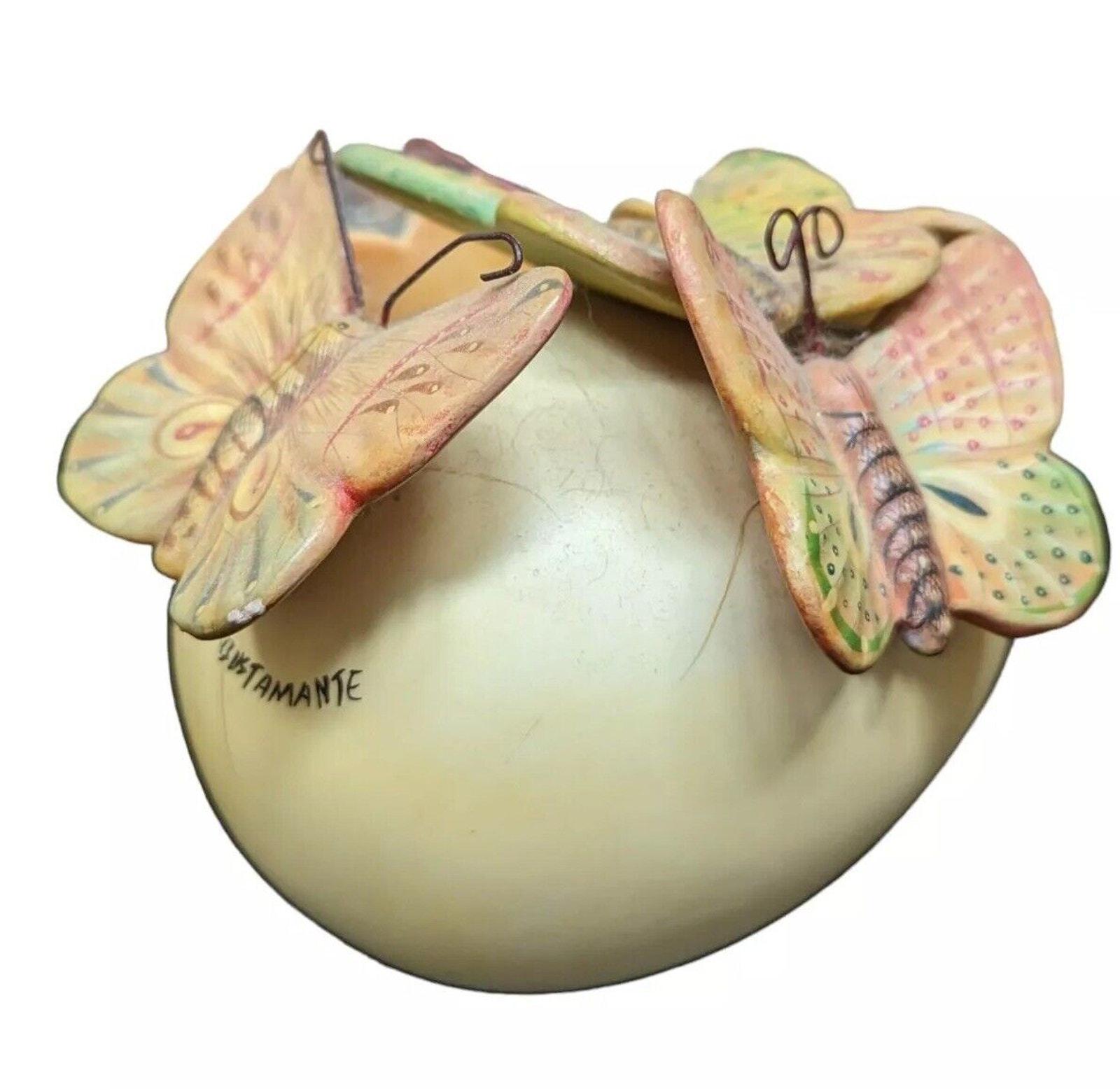 Vintage Sergio Bustamante Butterfly Egg Sculpture Signed 1990s