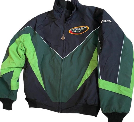 Vtg Arctic Cat Jacket Men L Ski Coat Black Green Liner Snowmobile