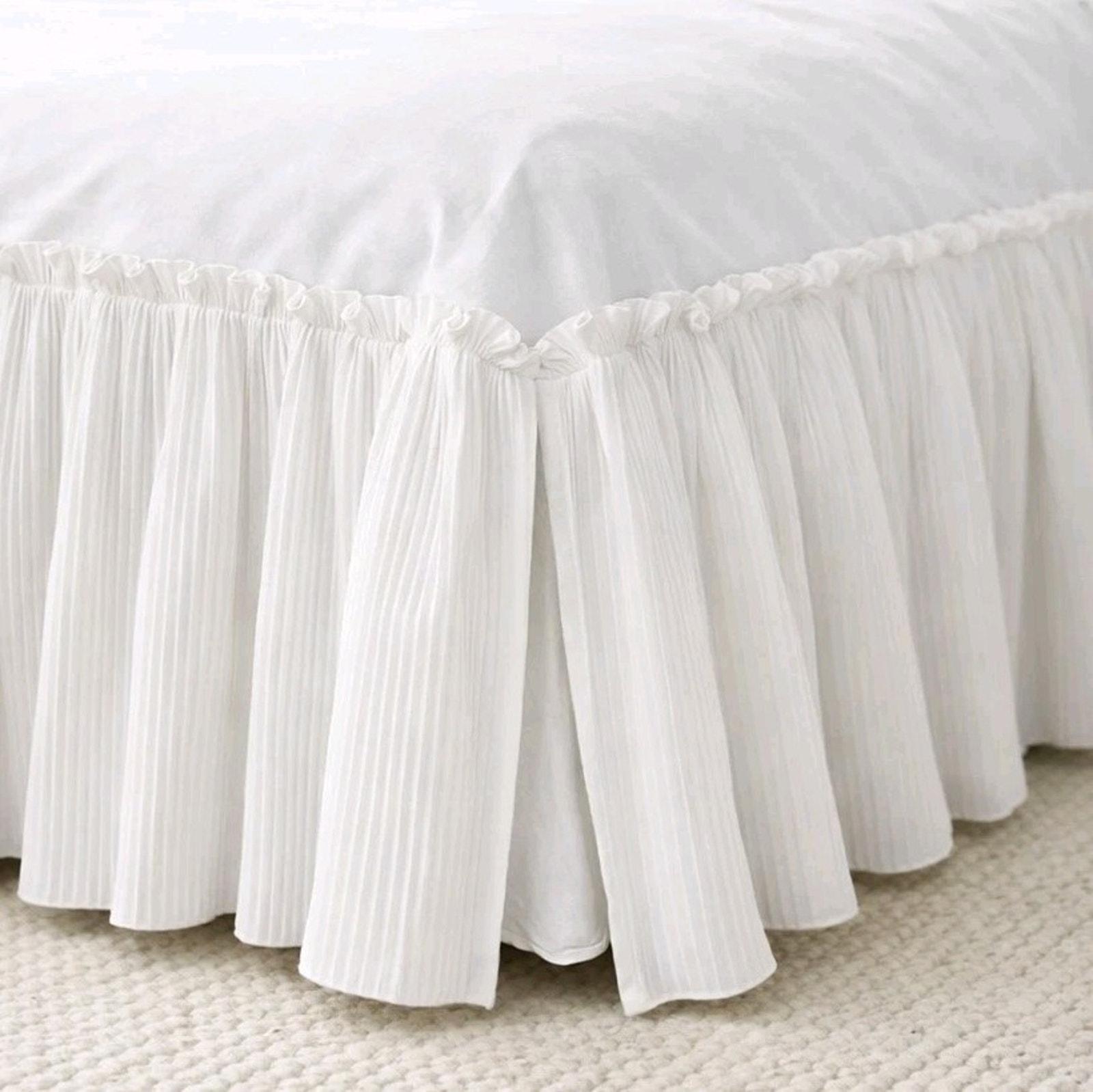 Jupe De Lit Twin XL Rayures Jaunes Et Blanches - This End Up - Coton - Occasion
