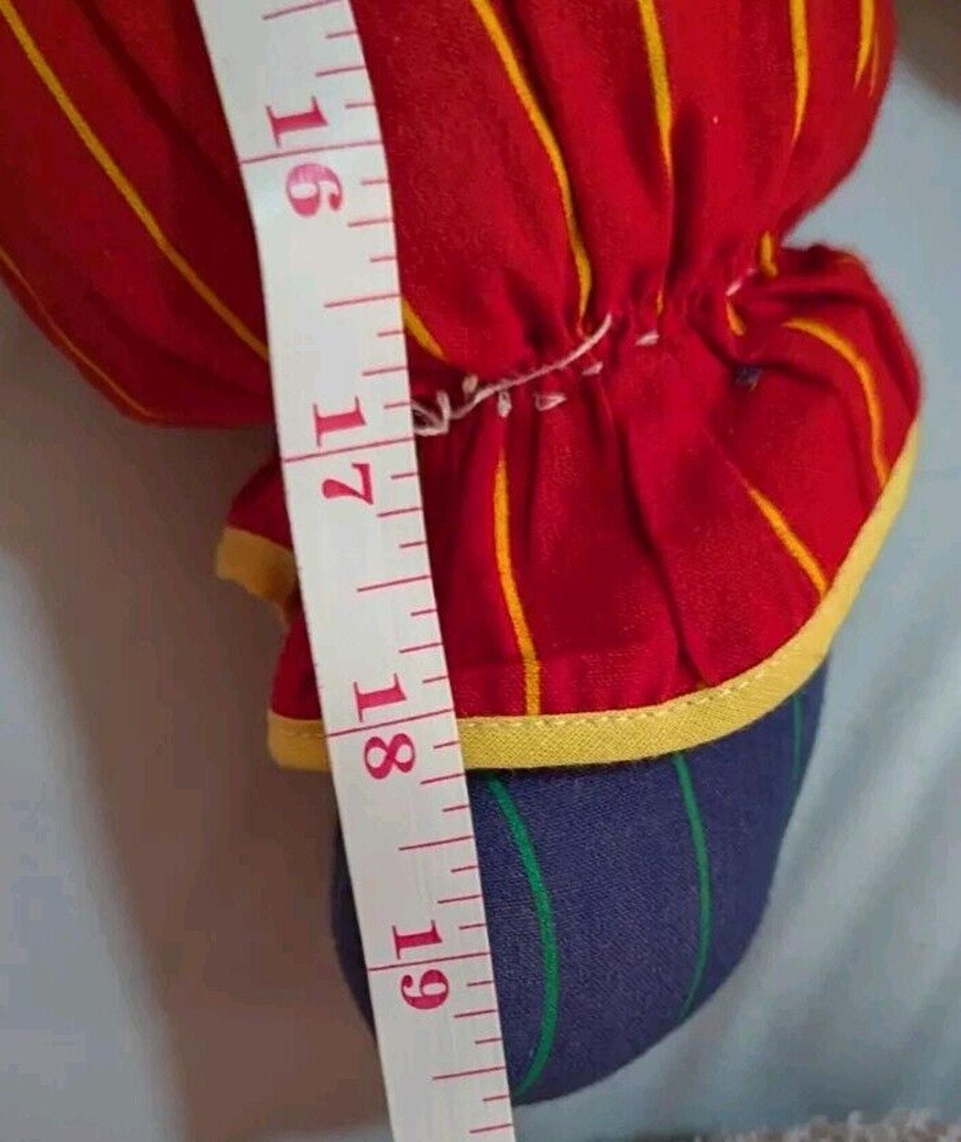 ヴィンテージ ハンドメイド ピエロ ぬいぐるみ 赤 青 黄 毛糸 布 20