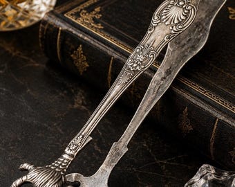 Antique EPNS England Eagle Claw Ice Tongs Figural Silverplate Rococo 6” Kings