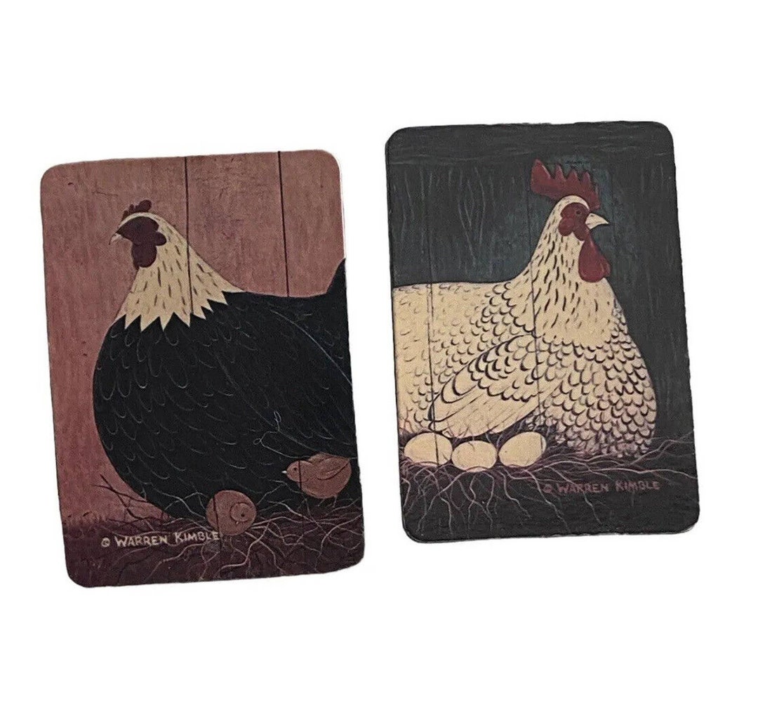 Kimble Chicken Otagiri Warren Kimble Fridge Magnet Set 2 Chicken Art Hen Eggs ...