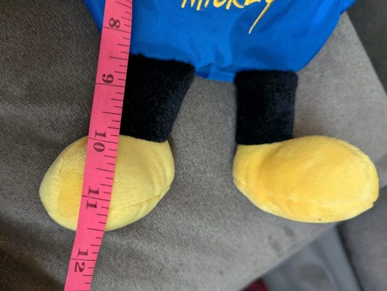 Vintage 90s Disney Mickey Mouse Plush Fanny Pack Waist Bag Blue Disneyland WDW image 12
