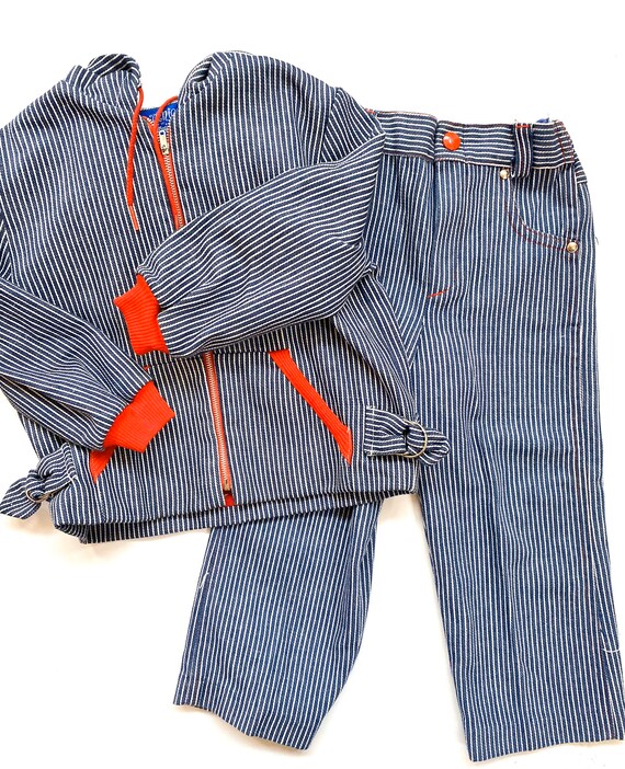 Vintage magic years striped denim jean jacket pant