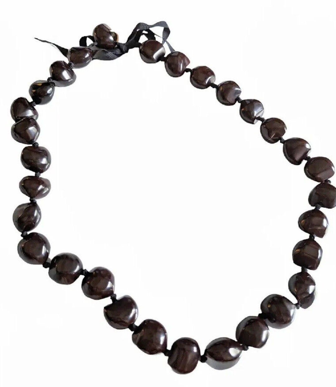 Hawaiian Lei Necklace Hawaii Kukui Nut Ribbon Brown Seed Pod Lei 34" - Etsy