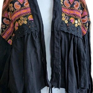 Free People Savannah Bed Jacket Boho Festival Embroidered Crop Cardigan M NWT image 3