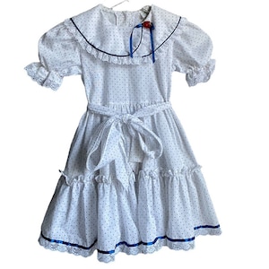 Vintage Hi Girls Inc Girls 6 Polka Dot Dress Party Full Skirt Puff Sleeve 80s