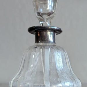 Vtg Steuben Clear Glass Silver Perfume Bottle Dauber Etched Cologne 1500 Stopper
