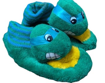 VtG Teenage Mutant Ninja Turtles Leonardo Plüsch Hausschuhe Kinder S 11 12 90er Jahre Schuhe