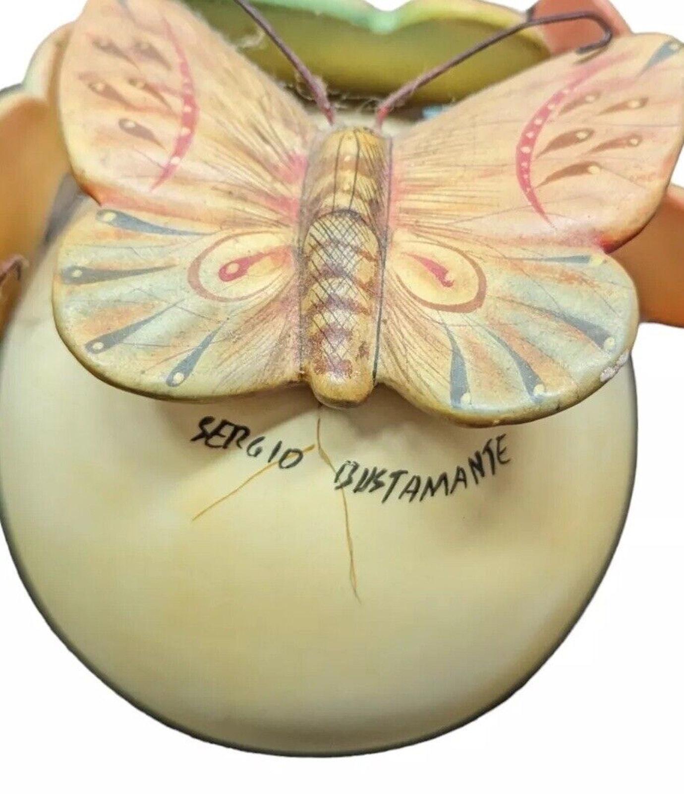 Vintage Sergio Bustamante Butterfly Egg Sculpture Signed 1990s