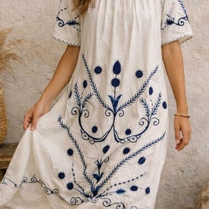 green emerald velvet dress 1920s Hungarian Peasant Embroidered Cream Cotton Dress w Smock Pleatin –  Modig