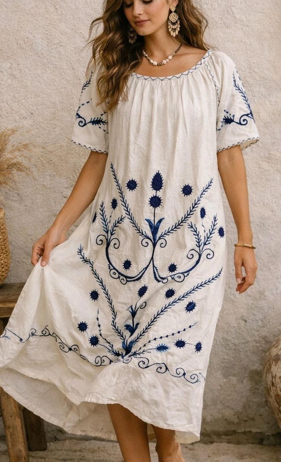 blue dress for baby girl Leilani Blue Embroidered Mini Dress | Women's Clothing main image 1