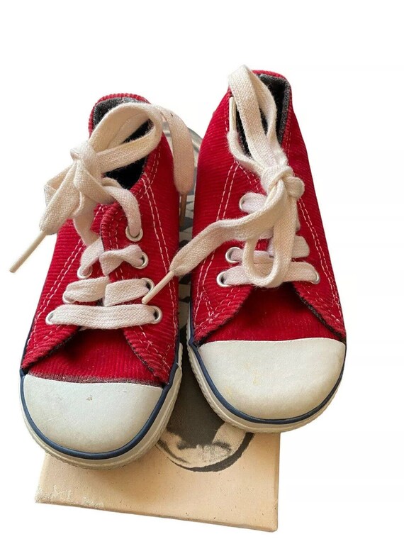 Vtg Converse Red Corduroy Sneakers Baby 7 Taylor Etsy