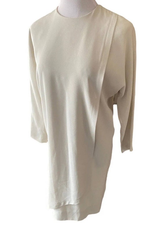 Vintage 80s Daymor Couture Dress 8 L/S Wrap White… - image 1