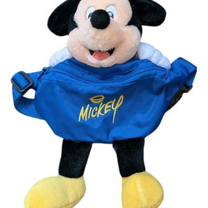 Vintage 90s Disney Mickey Mouse Plush Fanny Pack Waist Bag Blue Disneyland WDW image 2