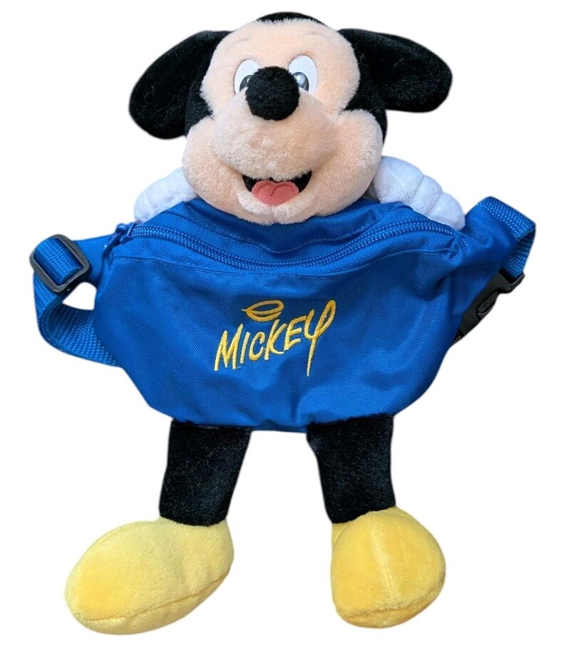 Vintage 90s Disney Mickey Mouse Plush Fanny Pack Waist Bag Blue Disneyland WDW image 2