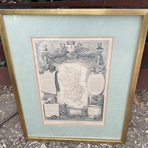 Abteilung Du Rhone Antike Karte Wein Region Frankreich Levasseur Goldrahmen Kunst