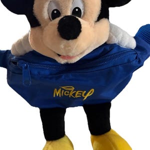 Vintage 90s Disney Mickey Mouse Plush Fanny Pack Waist Bag Blue Disneyland WDW image 4