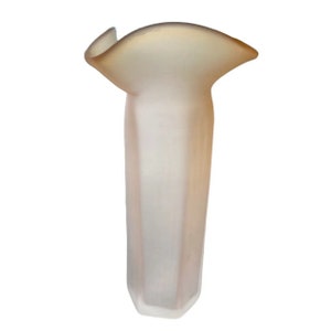 Vintage Peach Pink Satin Glass Vase Frosted Swung Bud 9” Flower