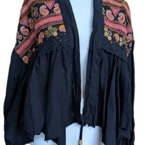 Free People Savannah Bed Jacket Boho Festival Embroidered Crop Cardigan M NWT image 6