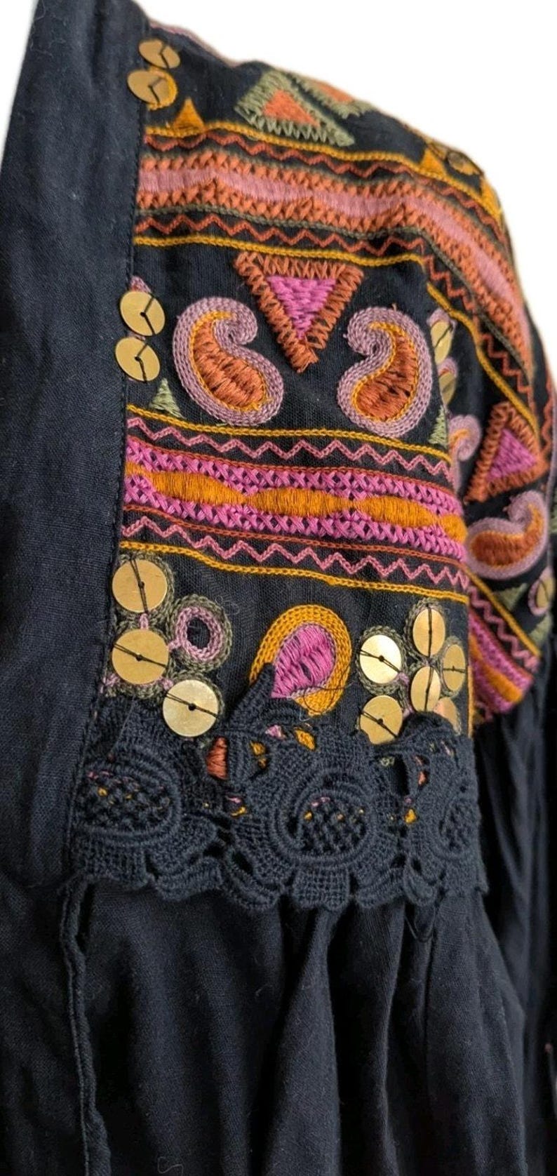 Free People Savannah Bed Jacket Boho Festival Embroidered Crop Cardigan M NWT image 16