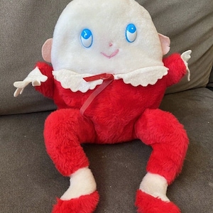 Vtg Eden Plush Humpty Dumpty Chime Baby Stuffed Toy Egg Red