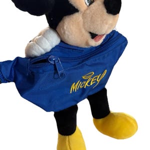 Vintage 90s Disney Mickey Mouse Plush Fanny Pack Waist Bag Blue Disneyland WDW image 9